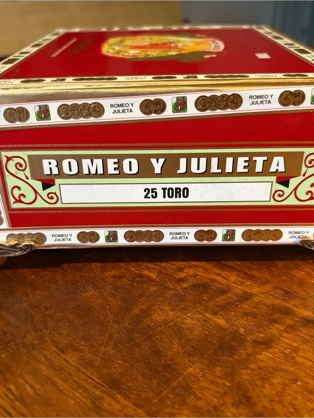 Upcycled Romeo y Julieta Reserva Real Toro Cigar Box Jewelry Organizer Black Red